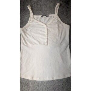 Doe & Rae Women's Tank Top Size Medium White Lightweight Snap Front